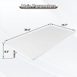 Neoaider Wall Mounted Folding Table 39.4”L x 19.7”W, Laundry Folding Table with Heavy Duty Metal Collapsible Shelf Brackets, 220 LBS Capacity, Wall Mounted Desk Fold Down for Small Spaces