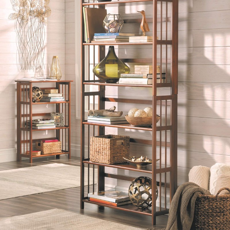 Casual Home 3-Shelf 27.5" Wide Folding Stackable Bookcase, Chestnut (New)