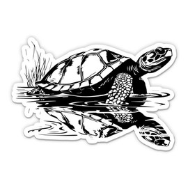 Turtle Black and White in Nature Vinyl Sticker - Car Phone - 3"