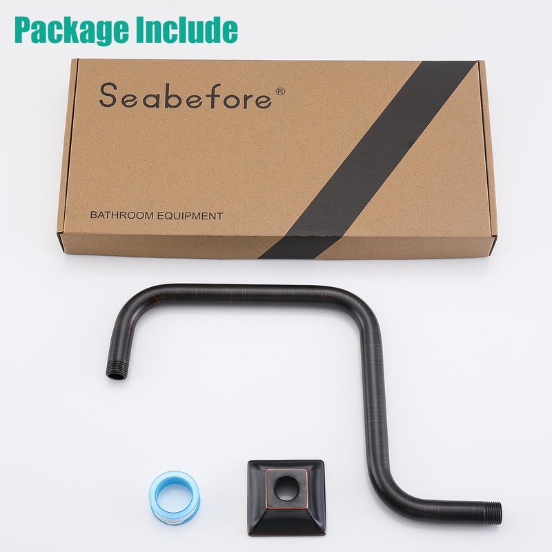 SEABEFORE 13" Gooseneck (S-Shape) Shower Arm Oil Rubbed Bronze Shower