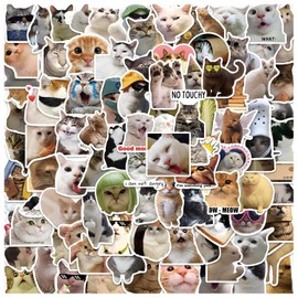 Pack of 100 Funny Meme Sticker Set, Cat Meme Stickers, Waterproof Vinyl Stickers for Car, Laptop, Skateboard, Bicycle, Moped Computer, Suitable for Adults