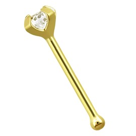 Piercing Nose Bone Stud 14 Carat Gold 0.6 x 6 mm with Stone and Stopper