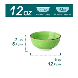 vancasso Bonita 12 Oz Small Dessert Bowls Set of 6, Ceramic Dipping Bowls, 5 Inch Ice Cream Bowls for Kids, Mini Snack Bowls, Dishwasher & Microwave Safe, Multicolor