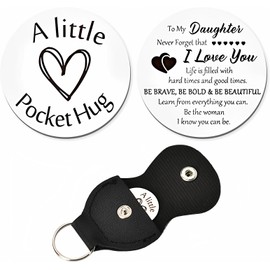 Daughter Birthday Gift from Mom Dad, To My Daughter Inspirational Gifts, I Love You Daughters Pocket Hug Keychain Presents for Daughter in law Christmas Graduation Wedding Gift for Women Girls