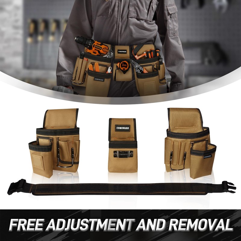 COMOWARE Tool Belt for Electricians & Construction Workers, Adjustable Heavy