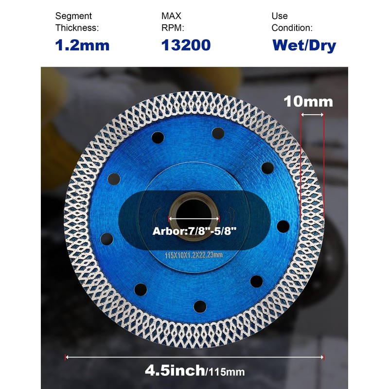 5Pcs/Box Porcelain Blade Super Thin Diamond Saw Blade 4.5" for