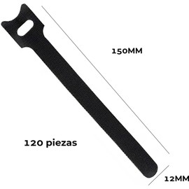 120 PCS Velcro para Cables, Cinchos de Tela Ajustables 12x150MM Organizador Cables, Sinchos Reutilizables, Bridas para Cables, Sujeta Cables, Ordenador de Cables Pared, Escritorio, Oficina