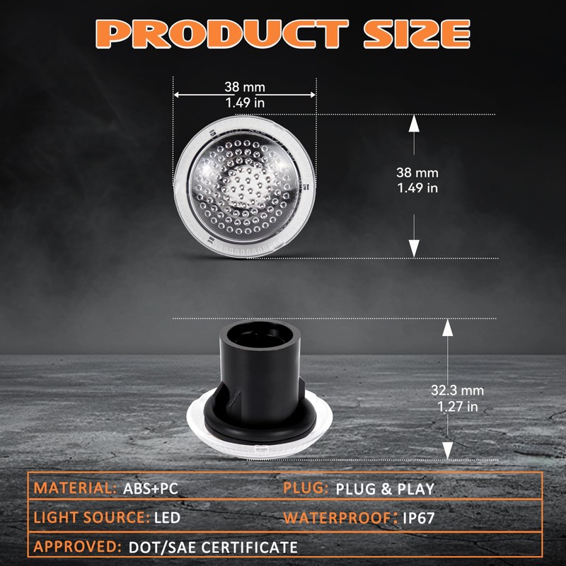 AreLokpri Side Marker Repeater Lights Compatible with 2010-2021 Ford Transit