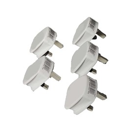 Mr.Gadget's Solutions 5 Pack 13 Amp Fused UK Mains Plugs – Heavy Duty 3 Pin 250V Electrical Plugs with Safety Pin, Durable White Rewireable Plugs for Household and Commercial Use