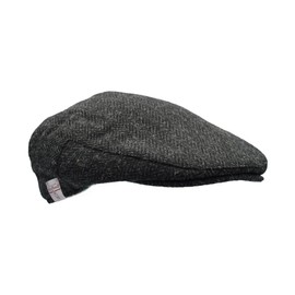 WALKER AND HAWKES Oakmoor Harris Tweed Country Style Flat Cap, Gunmetal