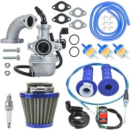 PZ22 Carburetor Carb Air filter Throttle Handle Grips Cable Kit for 110cc 125cc XR50 CRF50 CRF50f CRF110 TaoTao DB14 DB24 SSR110 SSR125 Coolster Apollo Pit Dirt Bike Chinese 4 Wheeler ATV Blue