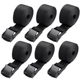 Hejo Pack of 6 Short Tie Down Straps 1 m Adjustable Lashing Straps with Clamping Lock for Motorcycle, Luggage Packages, Camping (Black)