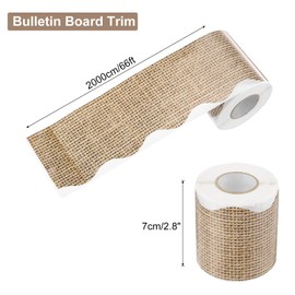 sourcing map 66ft Burlap Bulletin Board Borders, Scalloped Rolled Border Trim Decor for Classroom Desk Door Window Wall Decoration