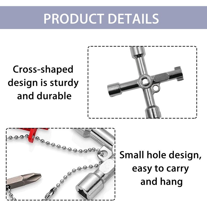 1 PCS Panel Key,Multi-Specification Square Utility Key,Stainless Steel Electric Meter