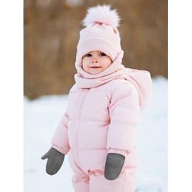 SATINIOR 3 Pairs Toddler Magic Stretch Mittens Little Girls Knit Mitten Baby Boys Soft Winter Knitted Gloves (Black,White,Gray,4-8 Years Size)