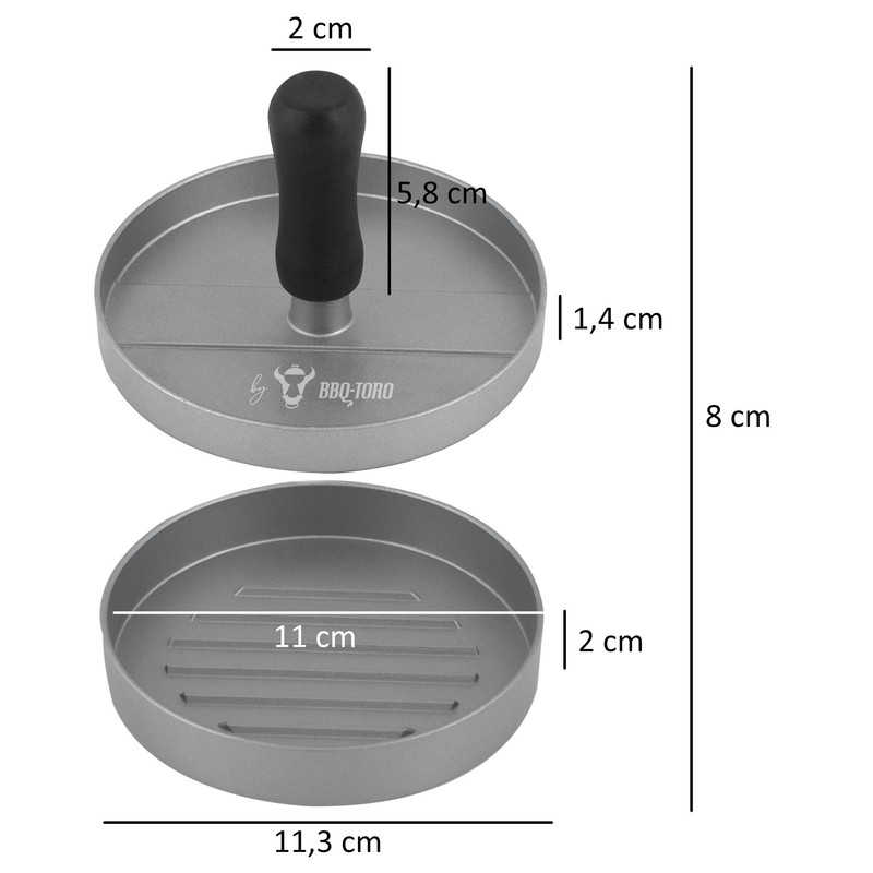 BBQ-Toro Aluminium burger press, diameter 11.8 cm, grey, meat shaper,