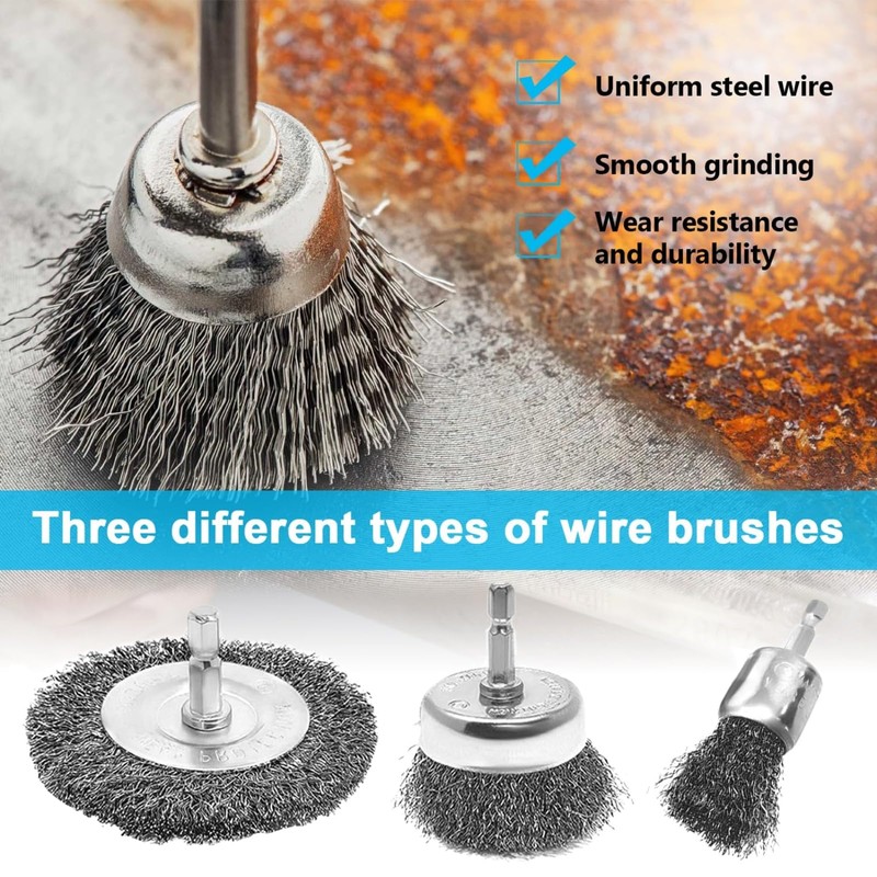 21Pcs Wire Brush for Drill Set for Drill 1/4 Inch
