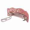Vine Flower Etched Crystal Rhinestone Hair Barrette - Coral Pink