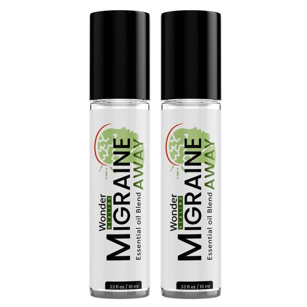 Wonder healing Migraine Relief – All Natural Essential Oil Blend Relief for Headaches, Migraines, –Ready to use by MS Organics (10 ml) (2 Pack)