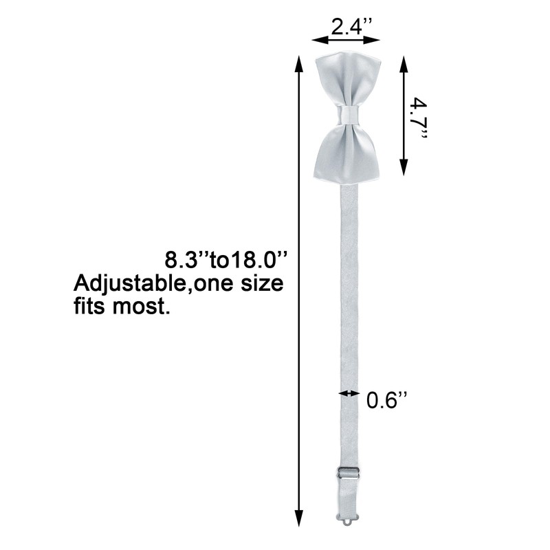 Medsuo Adjustable Bowtie, Men BowtiePre-Tied Bow Tie for Parties (Silver)