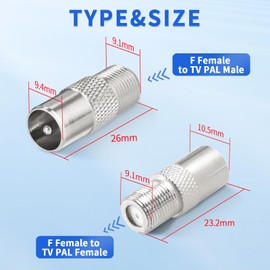 Superbat F-type to TV Aerial Connector F Female to TV Pal Male/Female Aerial Socket Coax Adapter for Modem, Antenna Cable, Satellite Receiver, Audio Video Equipment