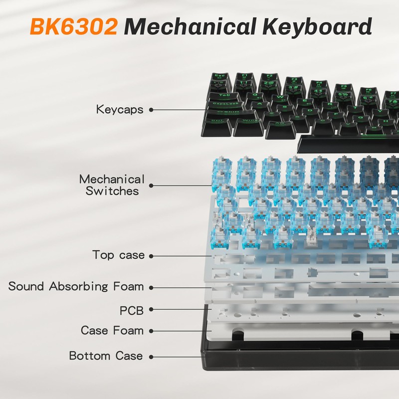 Taiahiro Clear Keyboard Wireless Creamy Mechanical Gaming Keyboard, 100 Keys