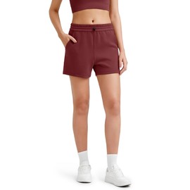 G4Free - Pantalones cortos deportivos para mujer, con cordón de choque, pantalones cortos casuales de verano, con bolsillos, suaves modales, suaves, Borgoña oscuro , XX-Large