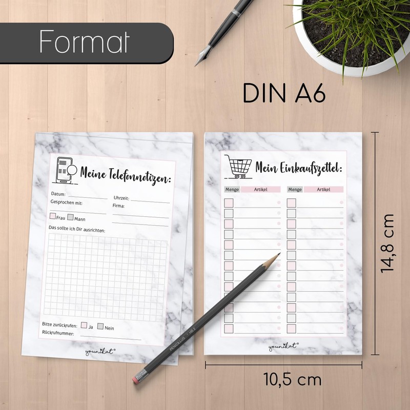 Set of 4 Notepads Marble Look I DIN A6 Shopping