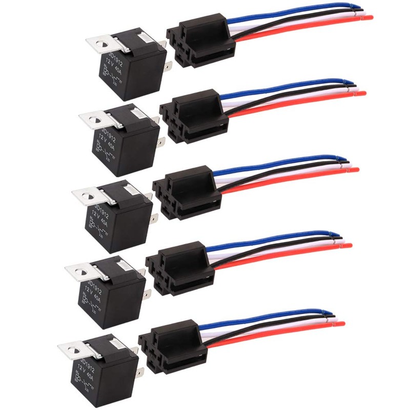 Kiligen 5pcs JD1912 4 Pole Relay Car DC12V 40A 12AWG