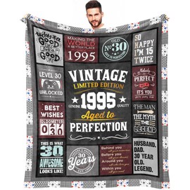 ecarco 30th Birthday Gifts for Him, Men 1995 Birthday Blanket 60" x 50" - 30 Year Old Birthday Gifts for Men - Gift for 30 Year Old Man, Son - Gift for Mens in Their 30s