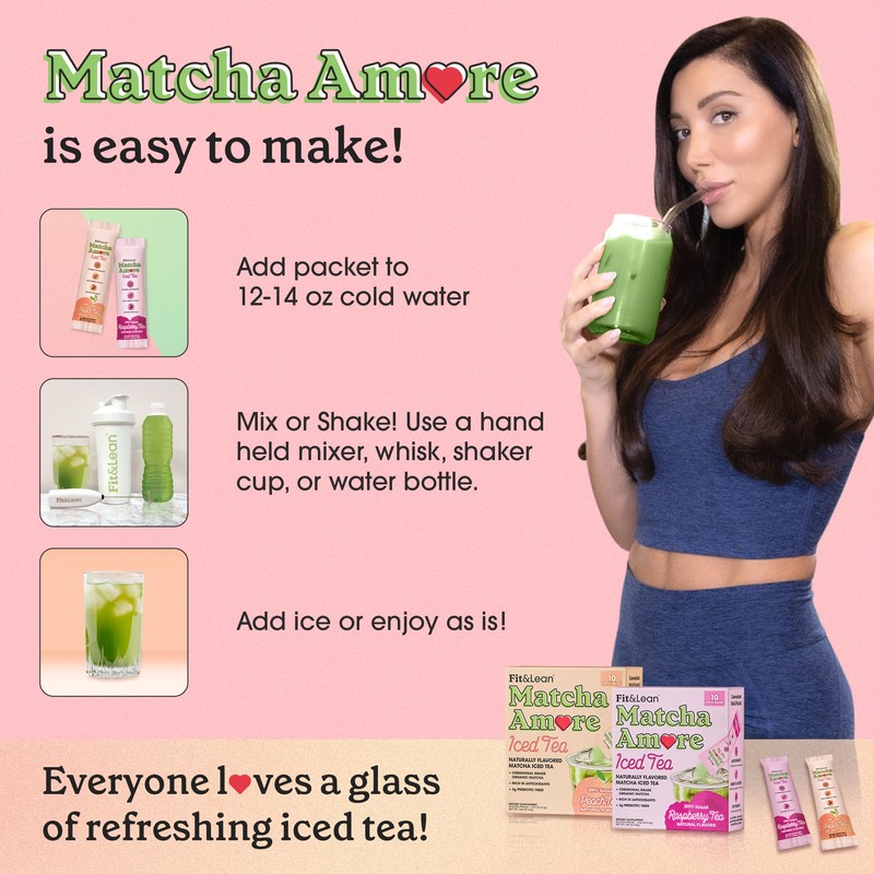 Fit & Lean Matcha Amore Iced Tea, Organic Ceremonial Grade