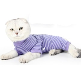 LIANZIMAU Cat Bodysuit After Surgery Cat Bodysuit for Cats Operation Long Sleeve One-Piece Cat Clothing E-Collar Alternative