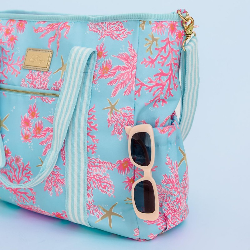 Lilly Pulitzer Blue Beach and Picnic Cooler, Insulated Bag with