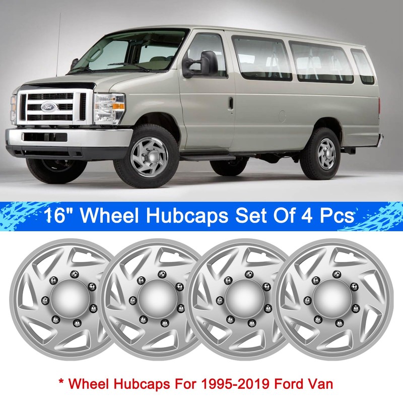 WEISIGAO Chrome Wheel Hubcaps Compatible with Ford Van E150 E250