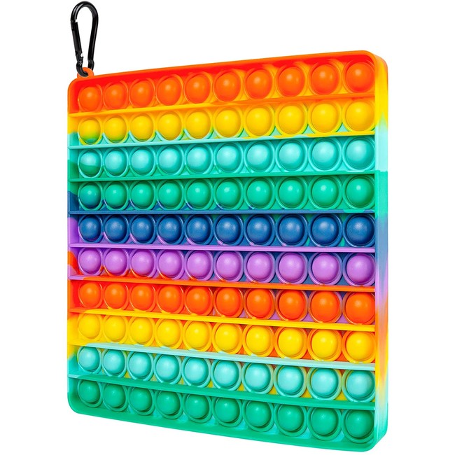 IREENUO Pop Fidget Push Toy Big Size, Rainbow Push Bubble Sensory Fidget Toy Puzzle Game for Kids, Family, Friend (Square)