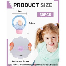 TPZORJX Pack of 30 Cute Little Hair Bobbles for Baby, Little Girls with Thin and Medium Thick Hair, Ponytail Holder Hair Accessories, Elastic Children's Hair Bobbles with Fruits, Flowers and Bows