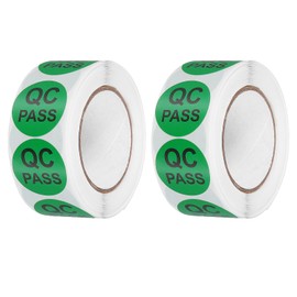 sourcing map 2Roll 1000Pcs QC Pass Labels, 1 Inch Round Inventory Quality Control Stickers for Warehouse Management Organization Inspection, Green