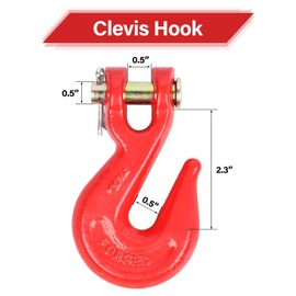 Lechansen 3/8'' G80 Chain Hook, 4 Pack Grade 80 Clevis J Grab Hook, 7,100 Lbs Working Load Limit, Tow Hooks Heavy Duty for G80 Transport Chain and Binders, Trailer Truck - Red