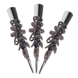 OATIPHO French Hair Barrettes Collection 3pcs Handmade Metal Horn Clip Headdress with Rhinestones for Women