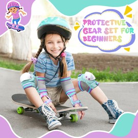 ZOOBLISS Knee Pads for Kids, Toddler Knee and Elbow Pads Set Wrist Guards for Skating Girls Boys Aged 3-15, Kids Protective Gear for Roller Skates Skateboard Bike Scooter, Included Drawstring Bag