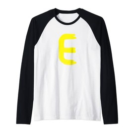 Creative Bold Yellow Letter E - Design Alphabet - Marker Raglan Baseball Tee