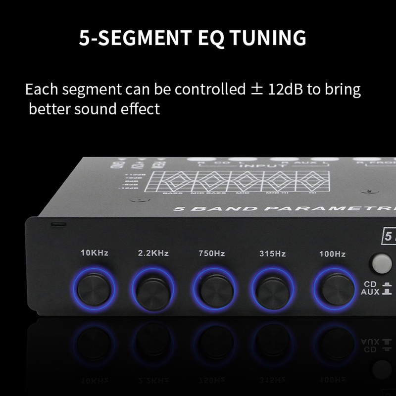 Professional 5 Band Car Equalizer Multifunctional Car Audio EQ Tuning