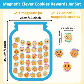 73 PCS Magnetic Clever Cookies Rewards Jar for Kids Smart Cookies Rewards Jar Positive Behavior Management Classroom Tools Cookies Rewards Jars for Home Classroom Kids Incentive