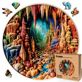 LEOGOR Wood Puzzles Adult Jigsaw – Exquisite Wooden Cave Puzzles for Adults, Unique Nature-Inspired Creative Colorful Mosaic Featuring a Stunning 3D Look, 200 Pieces, Medium 11.6'' x 11.5''