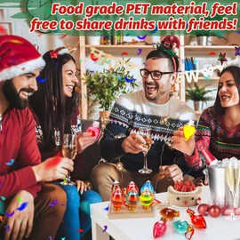 24Pcs 1.7oz Christmas Shot Glasses for Tree Ornaments - Clear Plastic Fillable Ornaments Booze Balls for Cocktails, Funny Friendsmas Party Decorations (Drop)