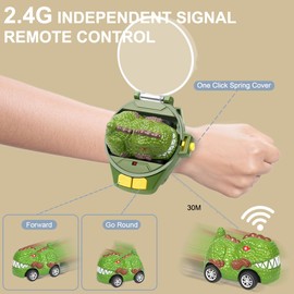 OBEST Remote Control Car Clock, 2-Piece Mini Dinosaur Racing Car, 2.4GHz USB Portable Sports Toy, Gift for Boys and Girls