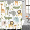 Emvency Shower Curtain Safari Animals with Cute Hippo Crocodile Lion