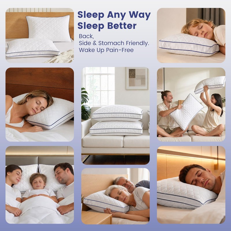 DOWNSTORIA Shredded Memory Foam Pillows Queen Size Set of 2,