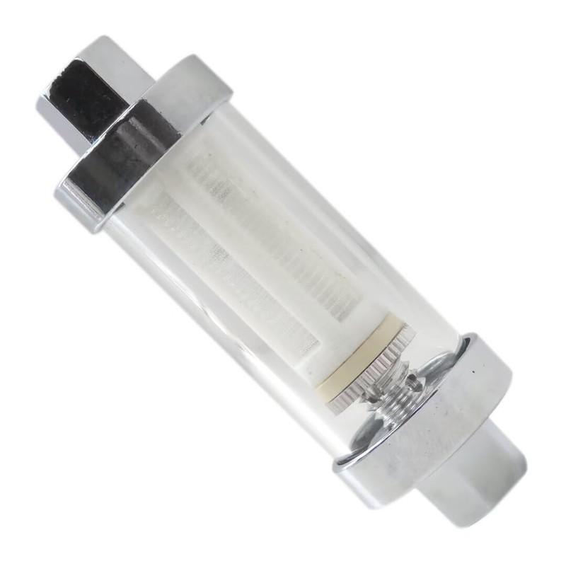 Reusable 1/4" 5/16" 3/8" Chrome Glass Inline Fuel Filter Replacement