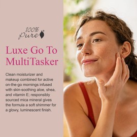 100% PURE BB Cream Shade 20 Aglow Full Face Coverage Skin Care & Glow - All-In-One Primer Concealer & Foundation Makeup - Shimmery, Dewy Youth Medium Color w/Warm Undertone - Vegan - 1 Fl Oz